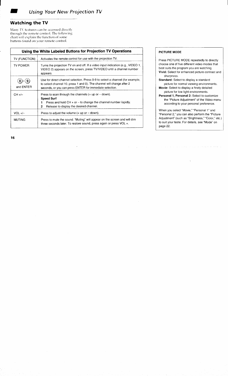 Watching the tv, Using your new projection tv | Sony KP 61S70 User Manual | Page 20 / 54