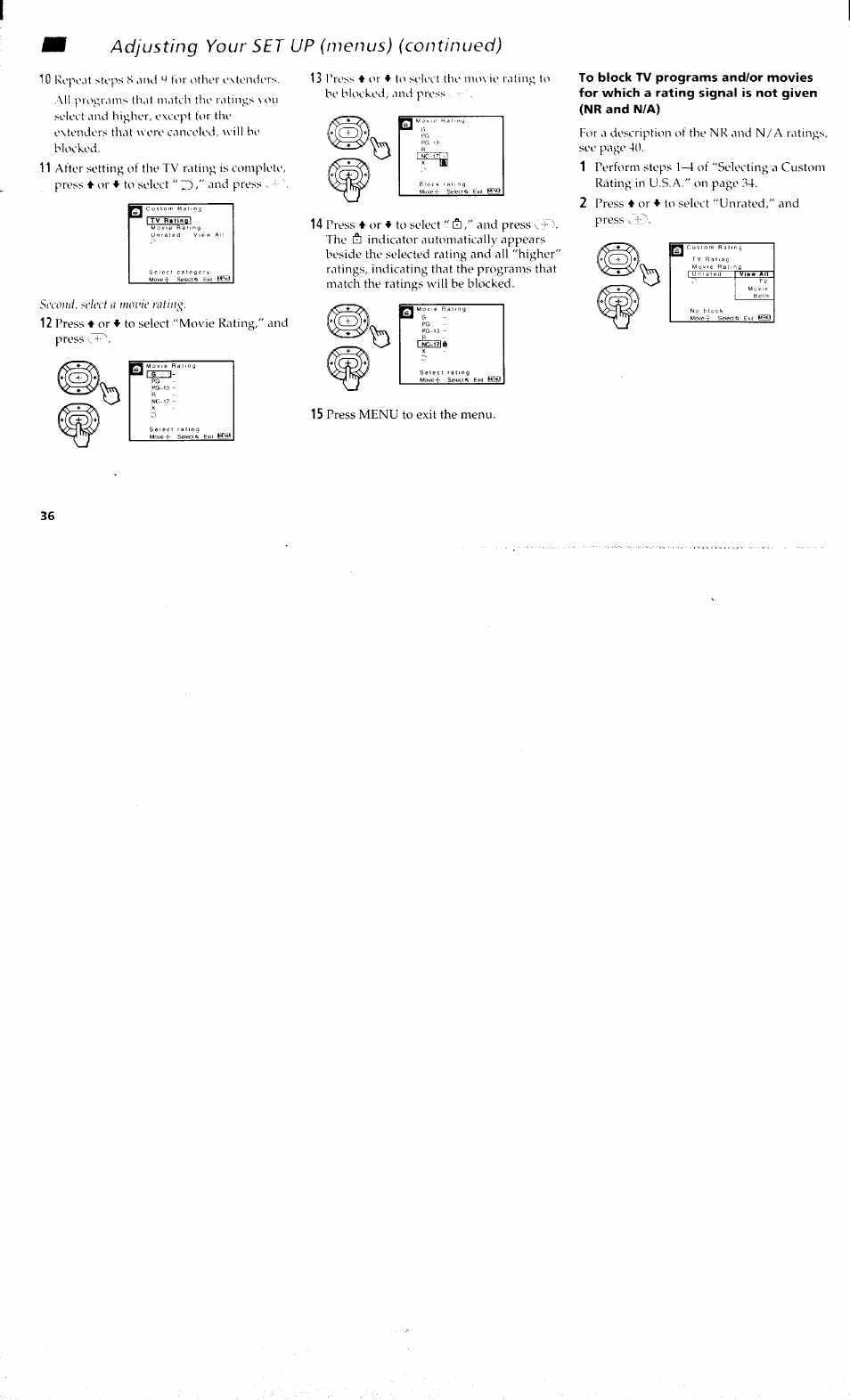 Adjusting your set up (menus) (continued) | Sony KP 61S70 User Manual | Page 40 / 54