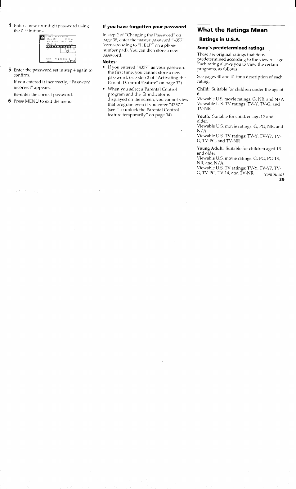 What the ratings mean | Sony KP 61S70 User Manual | Page 43 / 54