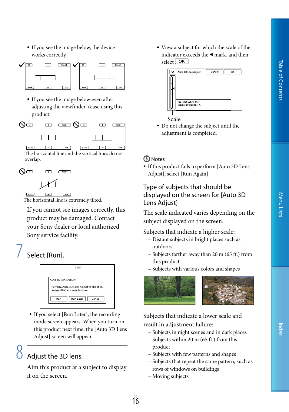 Select [run, Adjust the 3d lens | Sony DEV-50V User Manual | Page 16 / 90