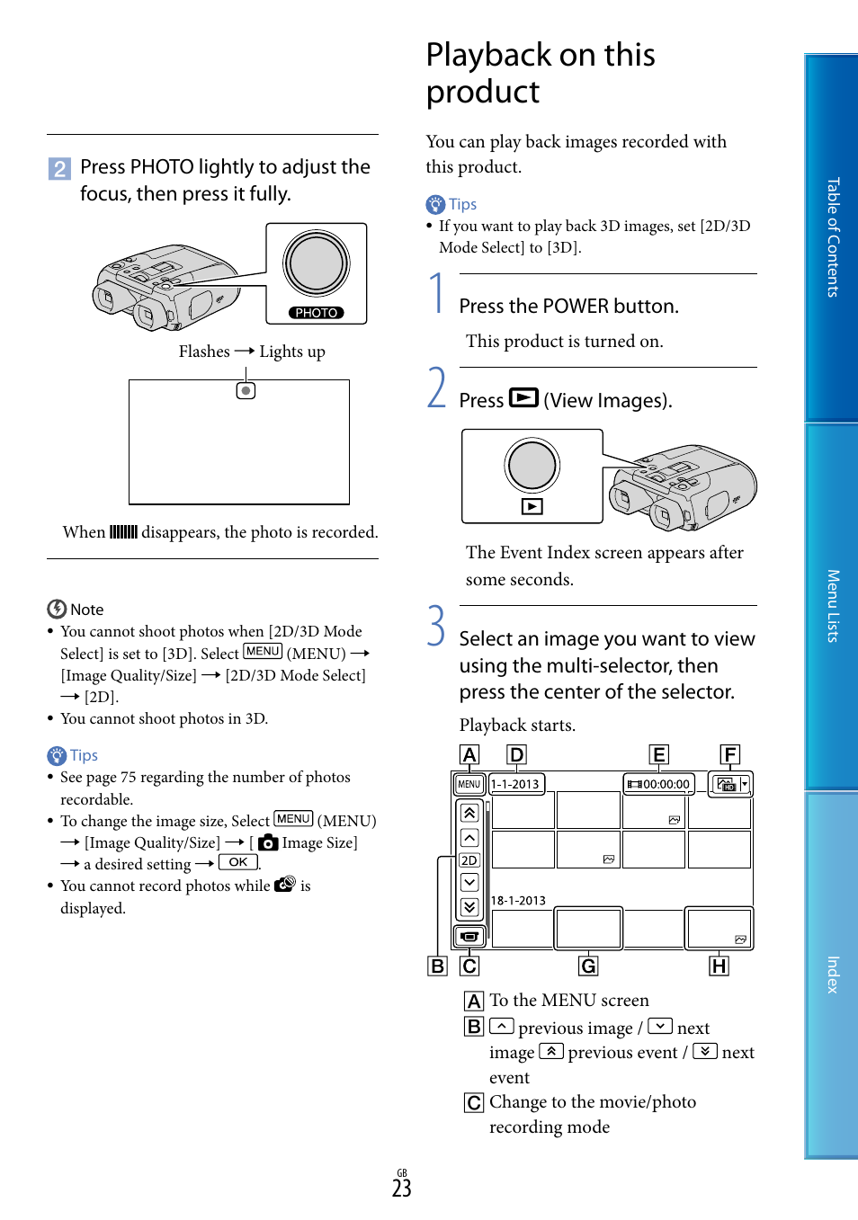 Playback on this product | Sony DEV-50V User Manual | Page 23 / 90