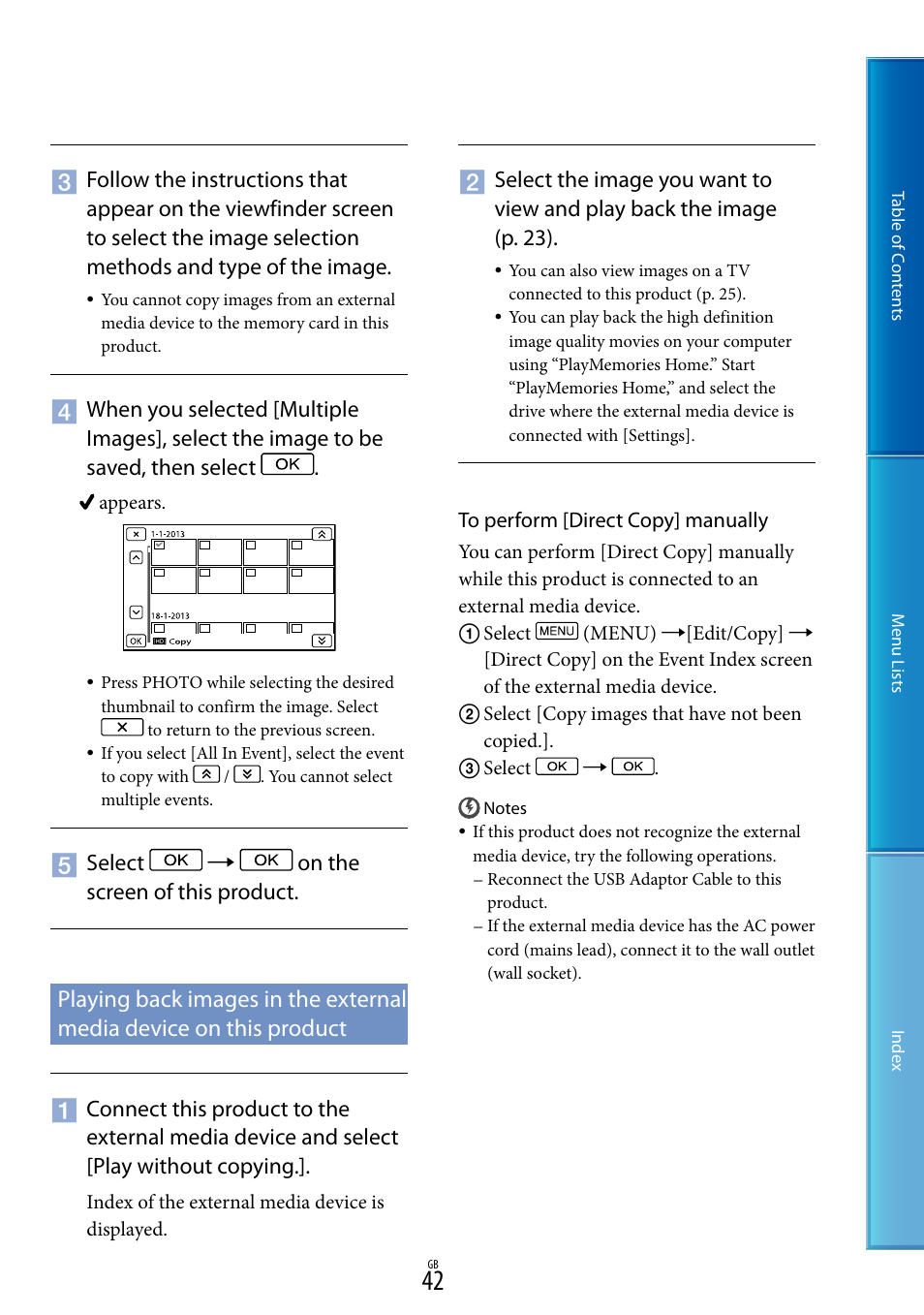 Select  on the screen of this product | Sony DEV-50V User Manual | Page 42 / 90