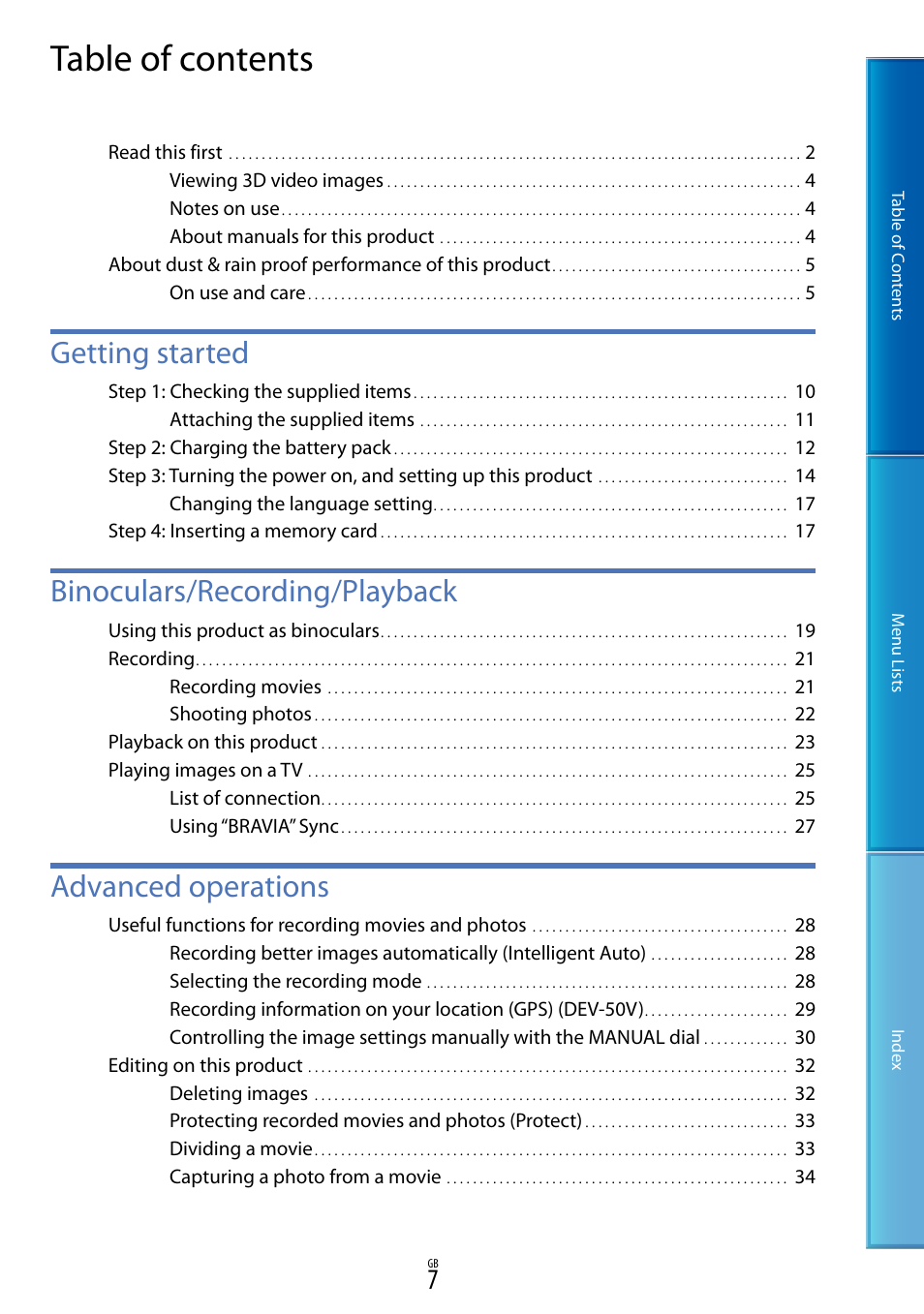 Sony DEV-50V User Manual | Page 7 / 90