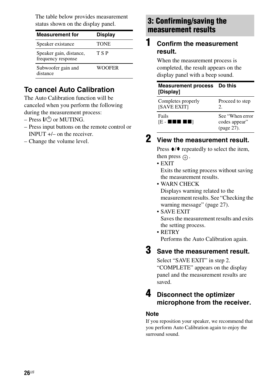 Confirming/saving the measurement results | Sony HT-SS380 User Manual | Page 26 / 108