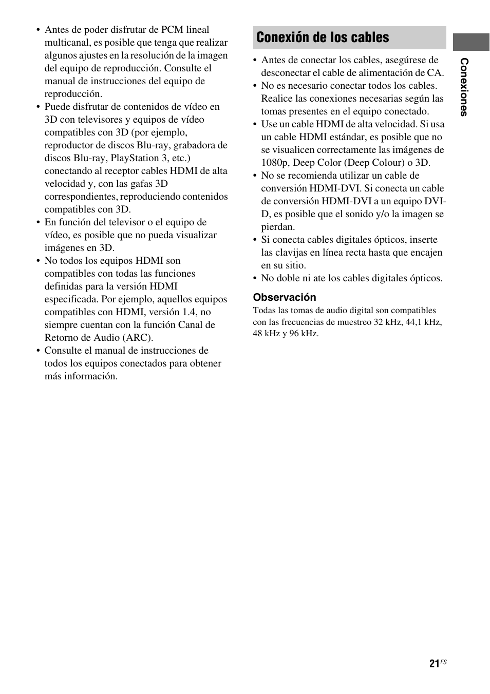 Conexión de los cables | Sony HT-SS380 User Manual | Page 71 / 108