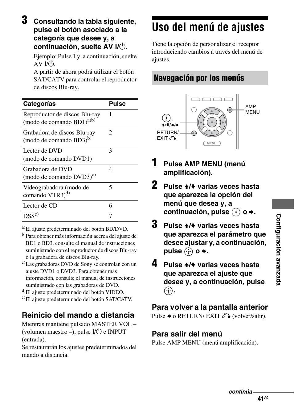 Uso del menú de ajustes, Navegación por los menús | Sony HT-SS380 User Manual | Page 91 / 108
