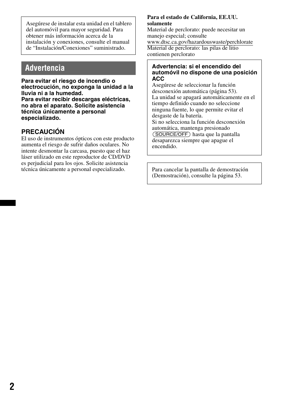 Advertencia | Sony XAV-701HD User Manual | Page 150 / 228