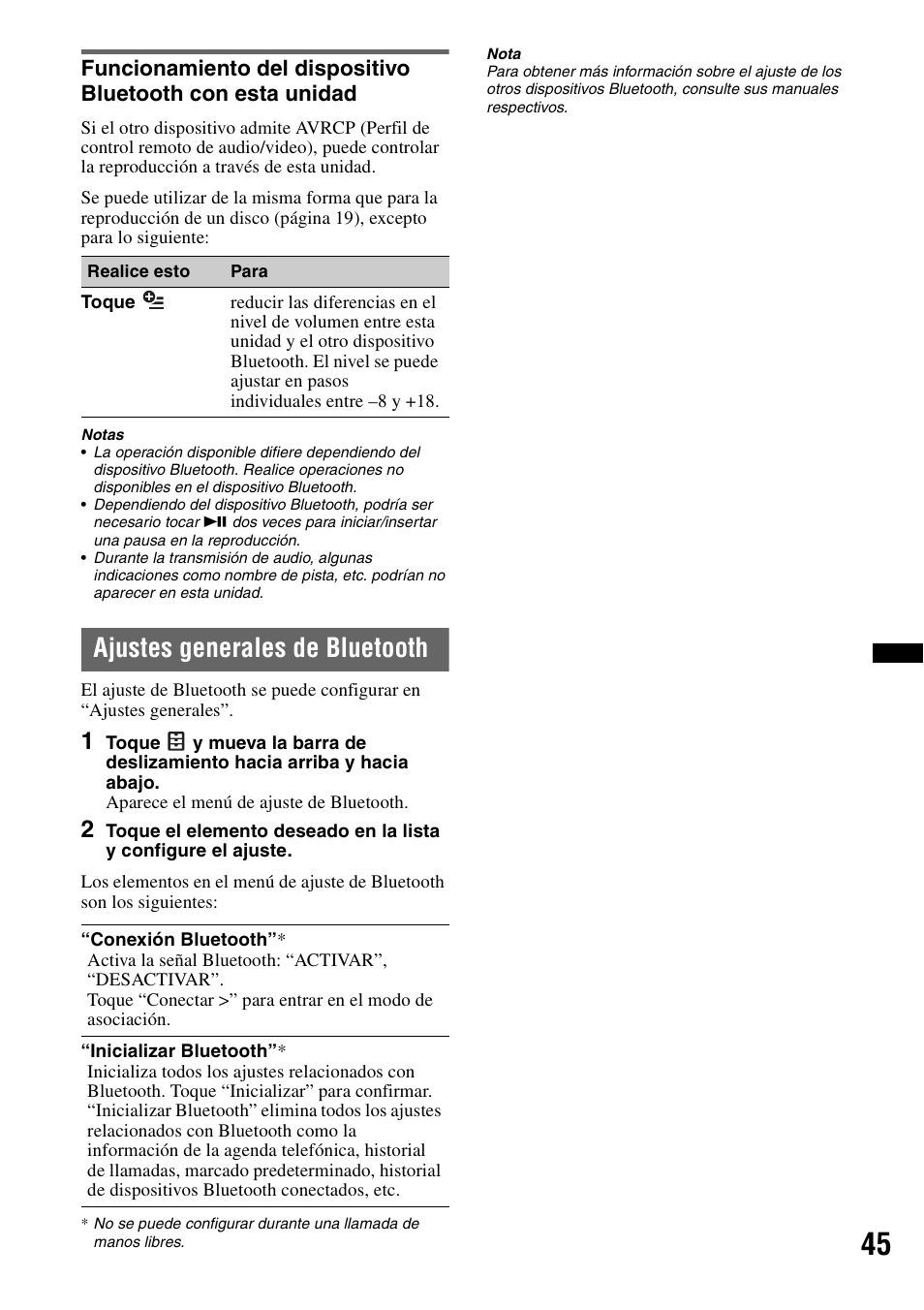 Ajustes generales de bluetooth | Sony XAV-701HD User Manual | Page 193 / 228