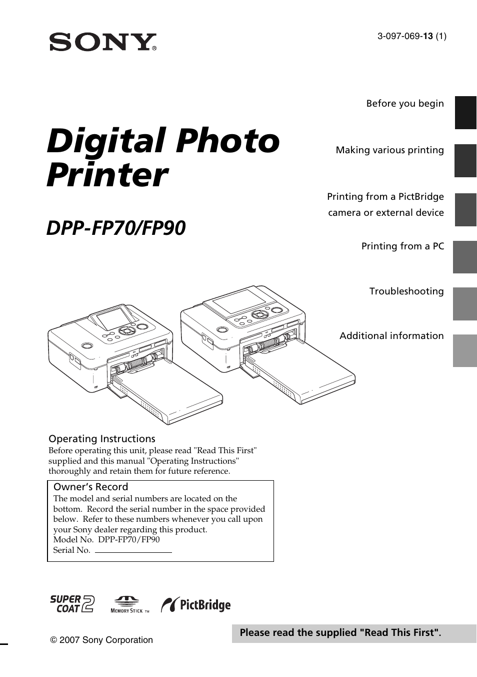 Sony DPP-FP70 User Manual | 84 pages