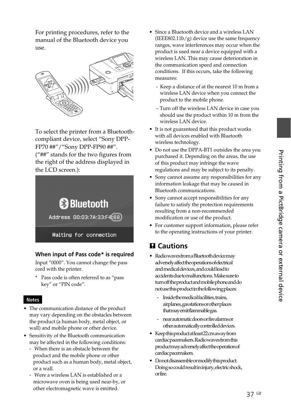 Pcautions | Sony DPP-FP70 User Manual | Page 37 / 84