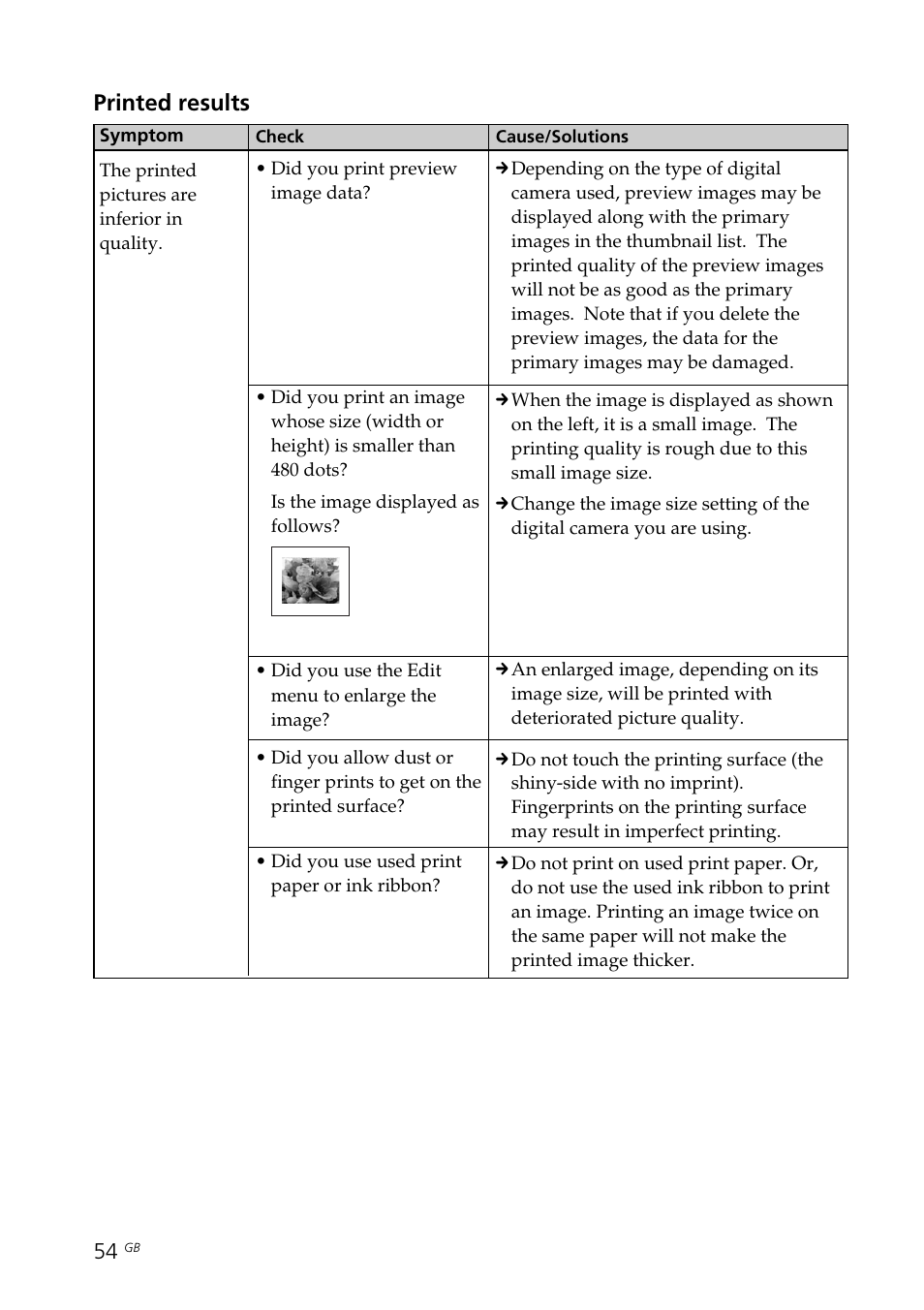 Printed results | Sony DPP-FP70 User Manual | Page 54 / 84