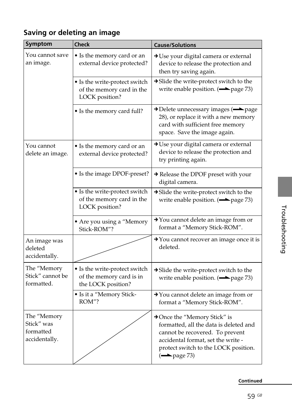 Saving or deleting an image | Sony DPP-FP70 User Manual | Page 59 / 84