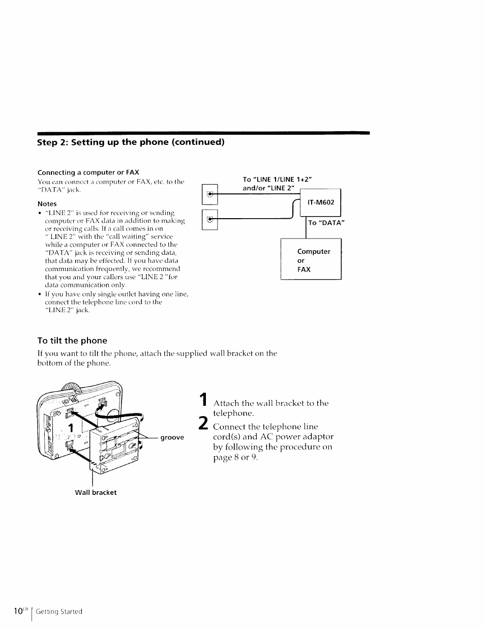 To tilt the phone | Sony IT-M602 User Manual | Page 10 / 40