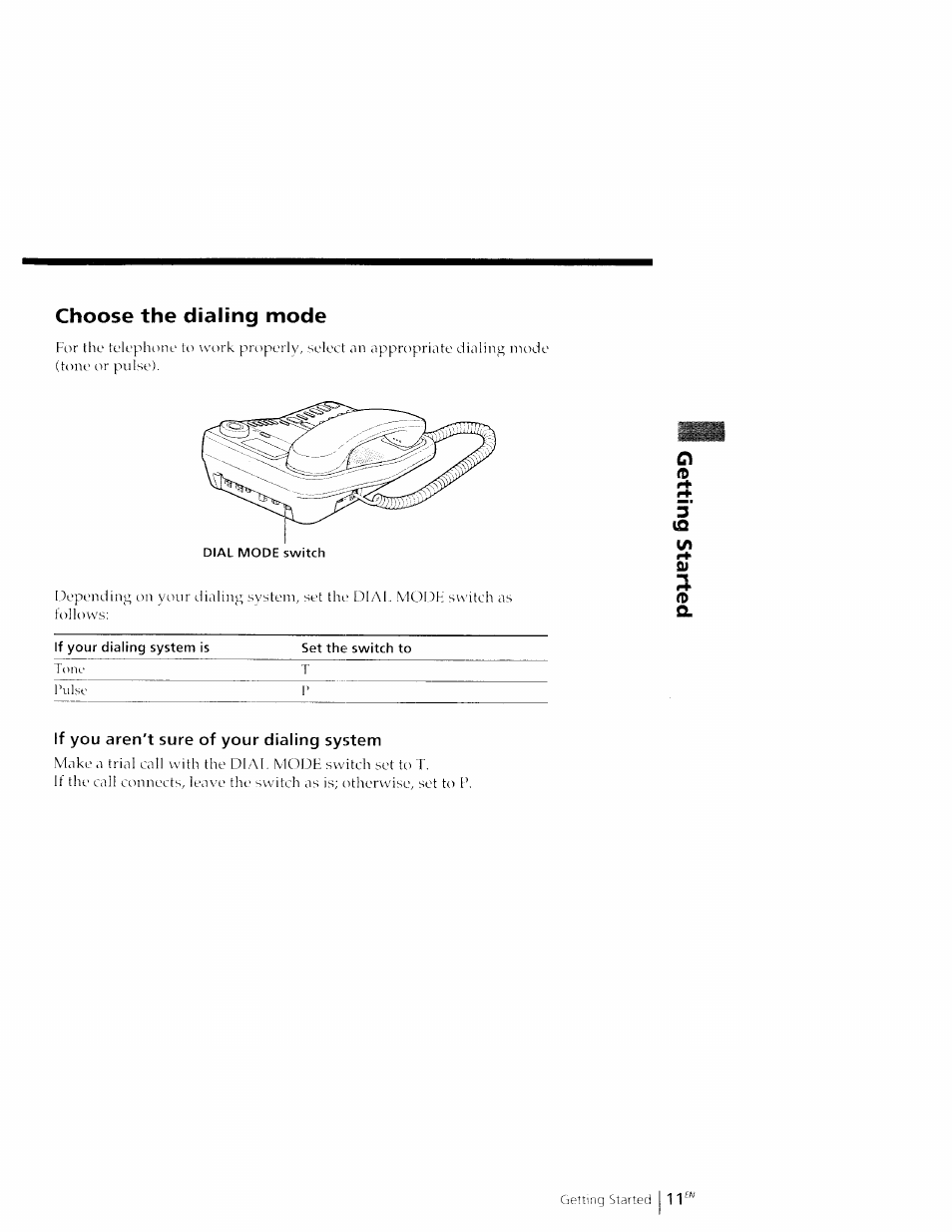 Choose the dialing mode, If you aren't sure of your dialing system | Sony IT-M602 User Manual | Page 11 / 40