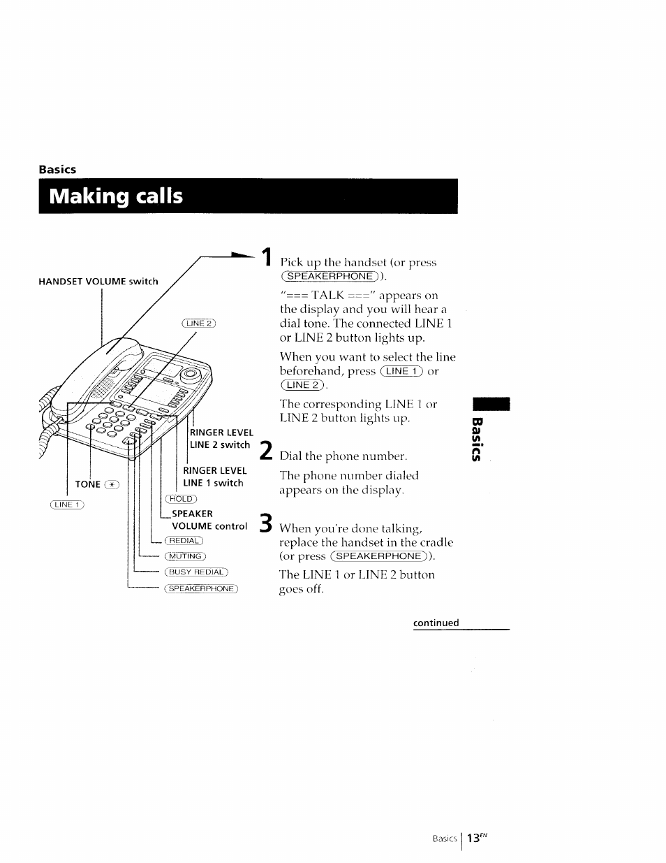 Basics, Making calls | Sony IT-M602 User Manual | Page 13 / 40