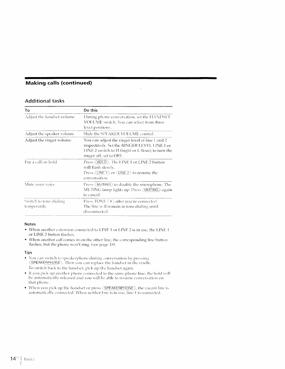 Additional tasks, Making calls (continued) additional tasks | Sony IT-M602 User Manual | Page 14 / 40