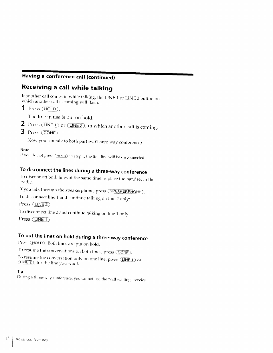 Receiving a call while talking | Sony IT-M602 User Manual | Page 24 / 40