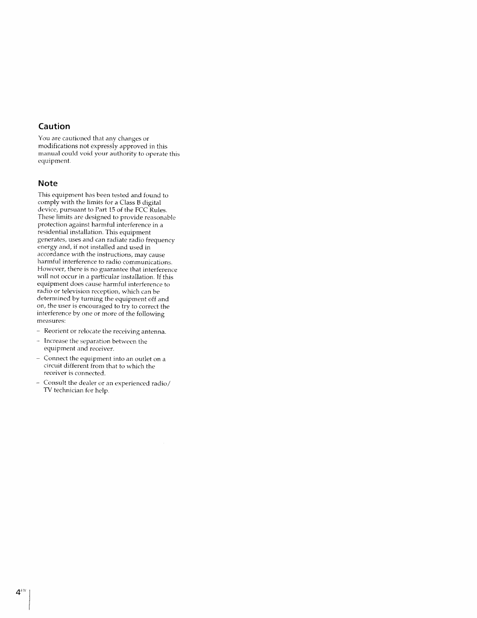 Caution, Note | Sony IT-M602 User Manual | Page 4 / 40