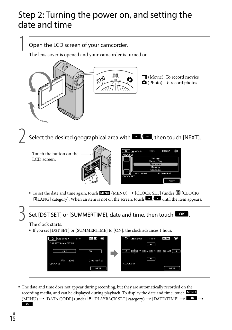 16) o | Sony HDR-TG5V User Manual | Page 16 / 135