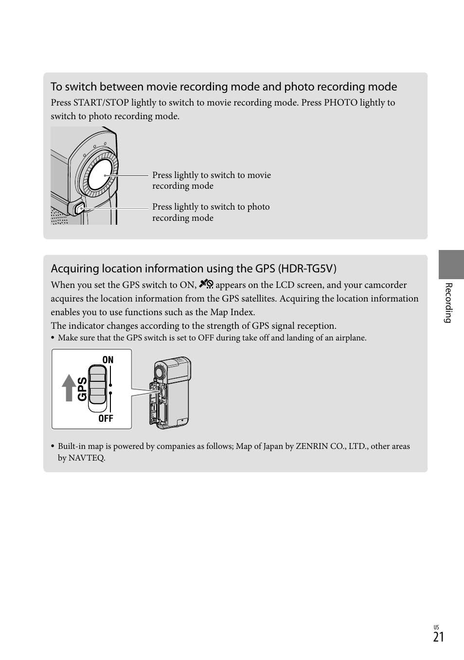 Sony HDR-TG5V User Manual | Page 21 / 135