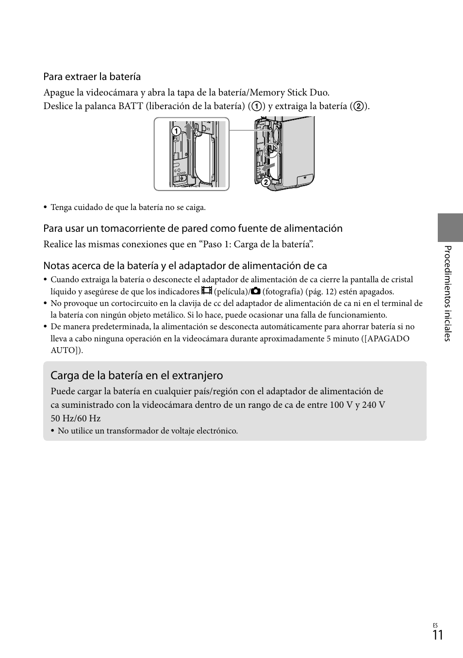 Carga de la batería en el extranjero | Sony HDR-TG5V User Manual | Page 77 / 135