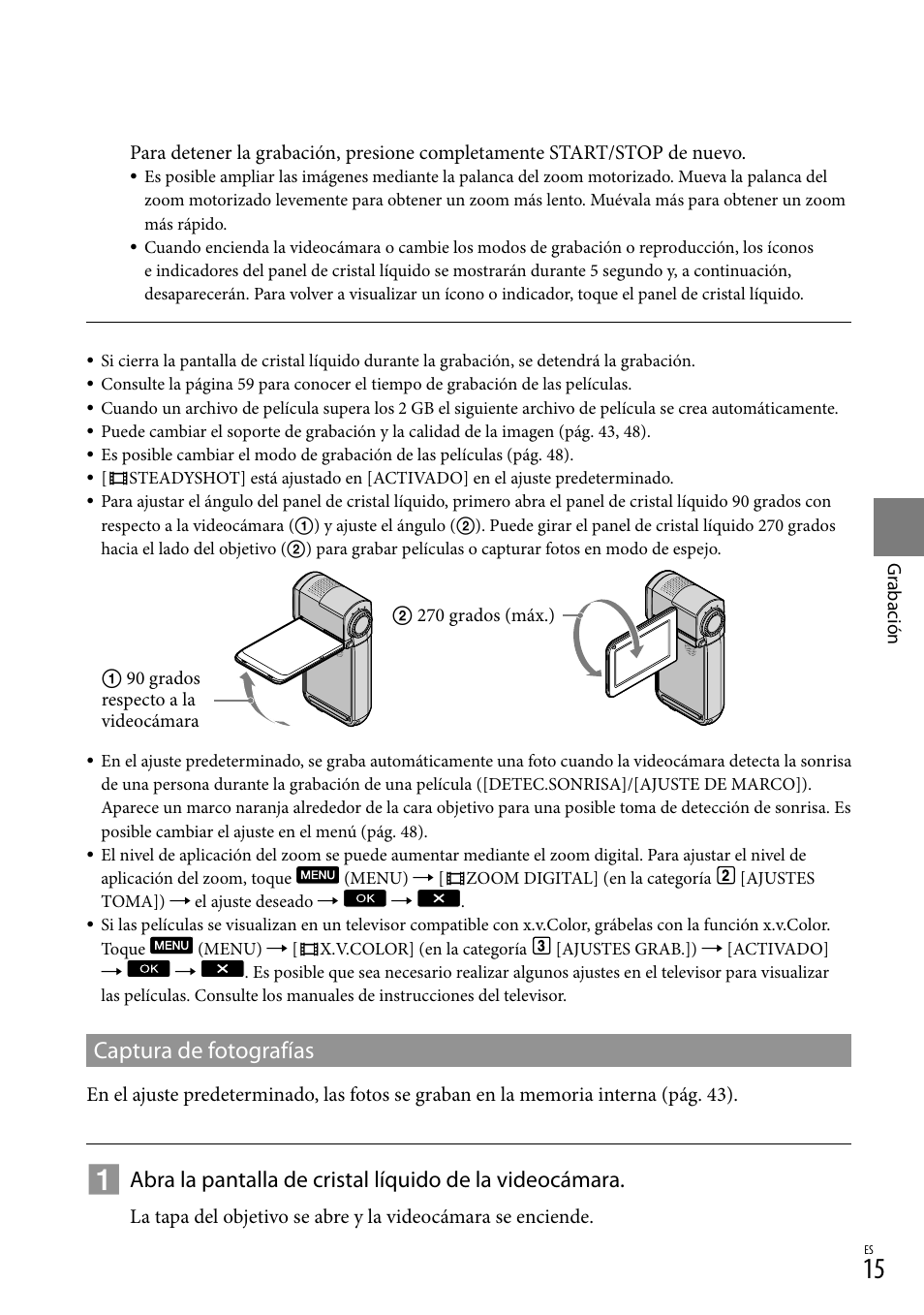 Captura de fotografías | Sony HDR-TG5V User Manual | Page 81 / 135