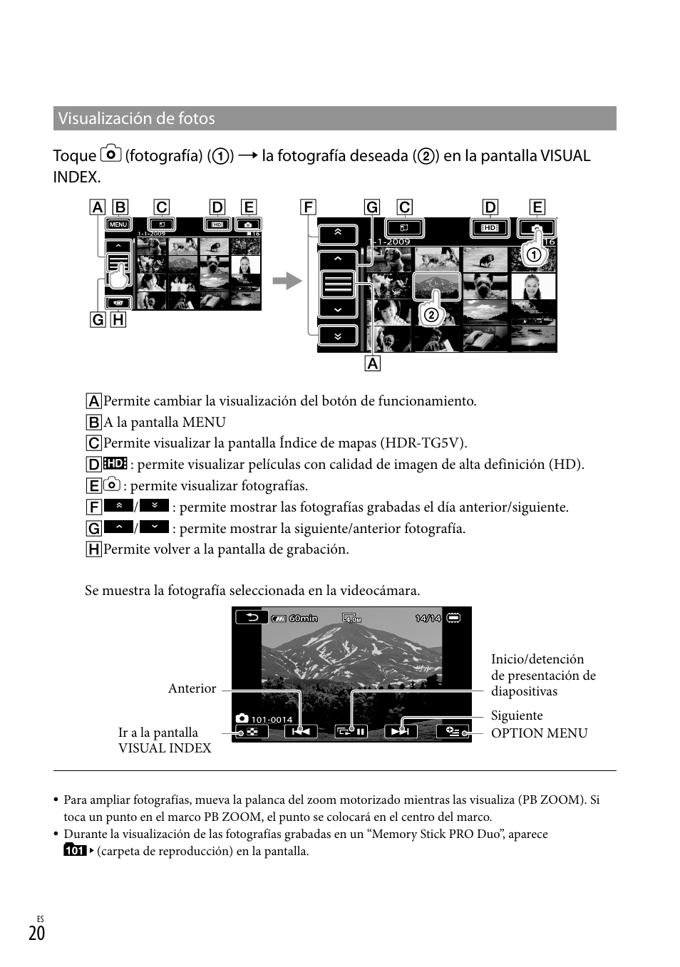 Visualización de fotos | Sony HDR-TG5V User Manual | Page 86 / 135