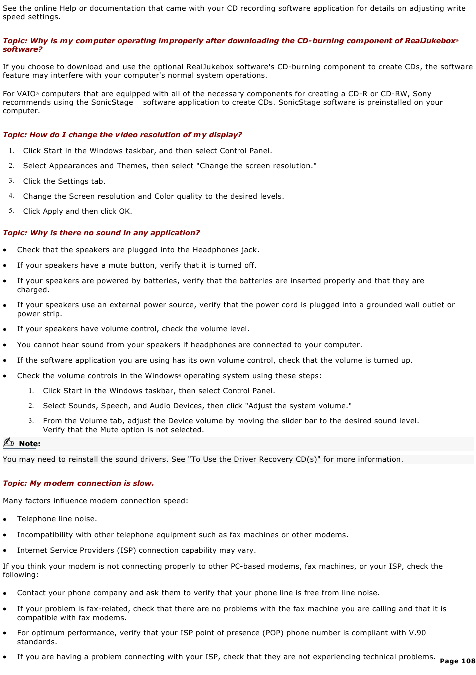 Sony PCV-LX920 User Manual | Page 108 / 140