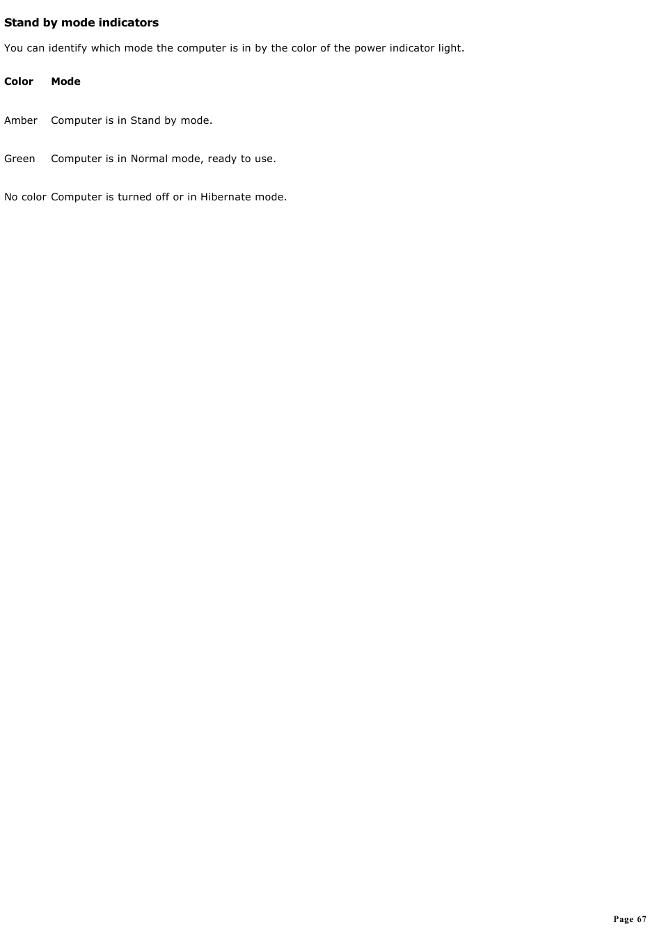 Stand by mode indicators | Sony PCV-LX920 User Manual | Page 67 / 140