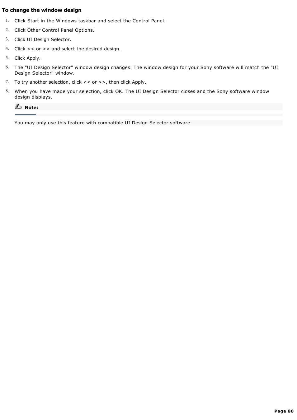 To change the window design | Sony PCV-LX920 User Manual | Page 80 / 140