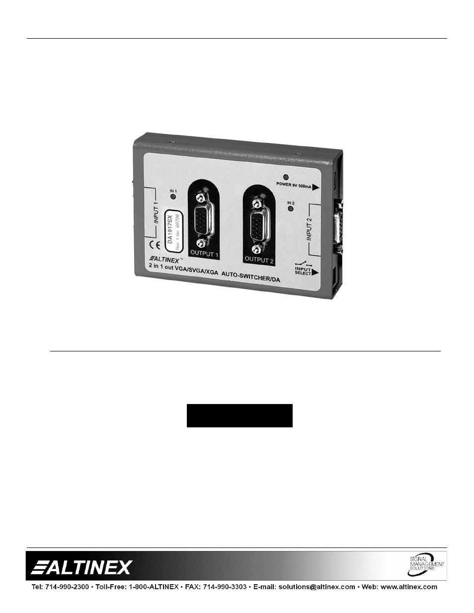 Altinex DA1917SX User Manual | 9 pages