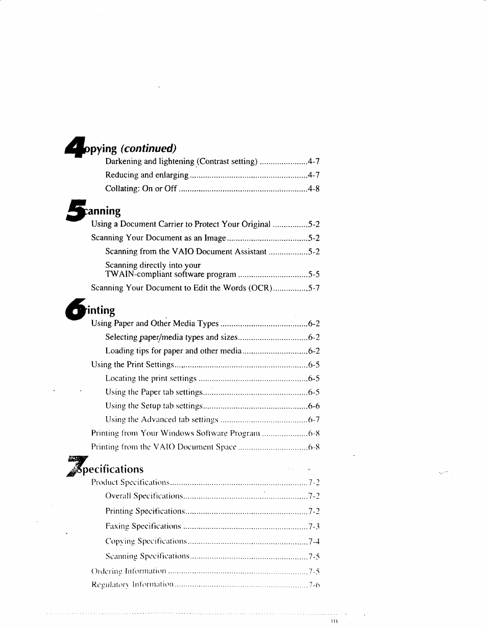 J||:anning, Inting, I^ljljppying (continued) | Sony IJP-V100 User Manual | Page 5 / 106