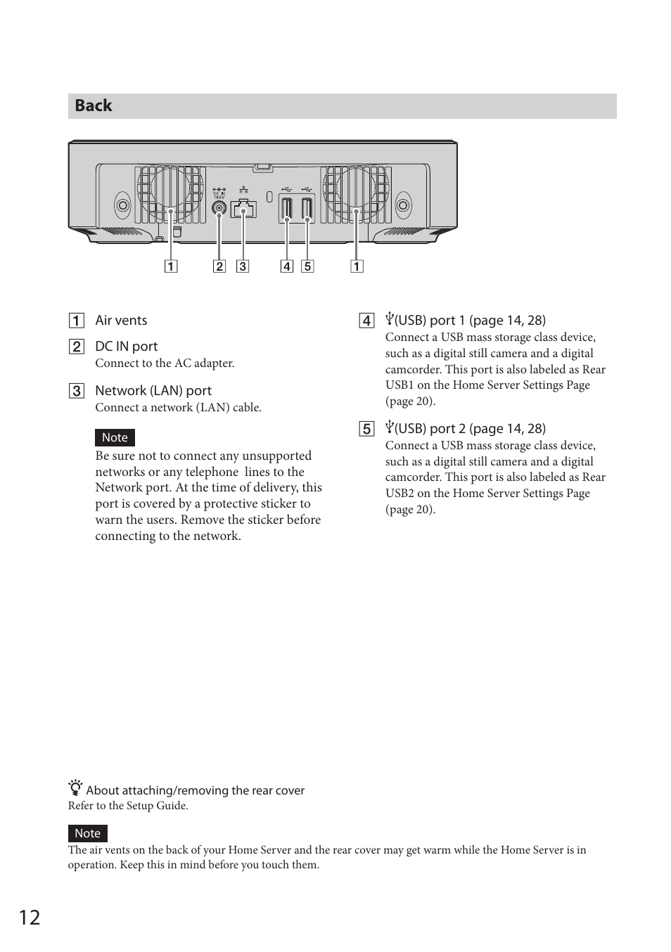 Back | Sony VGF-HS1 User Manual | Page 12 / 104