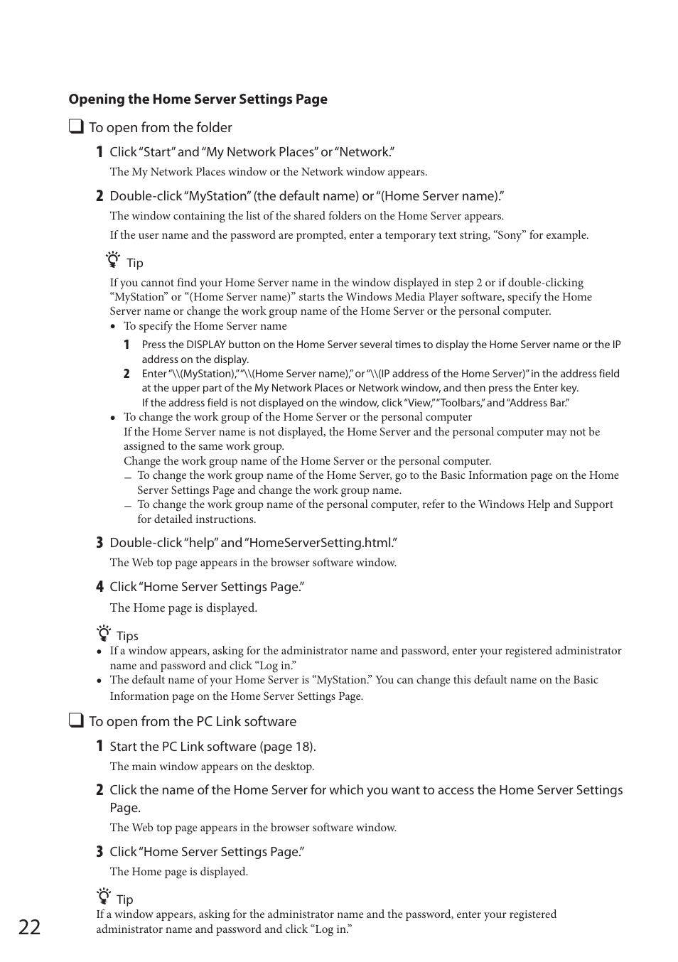 Sony VGF-HS1 User Manual | Page 22 / 104