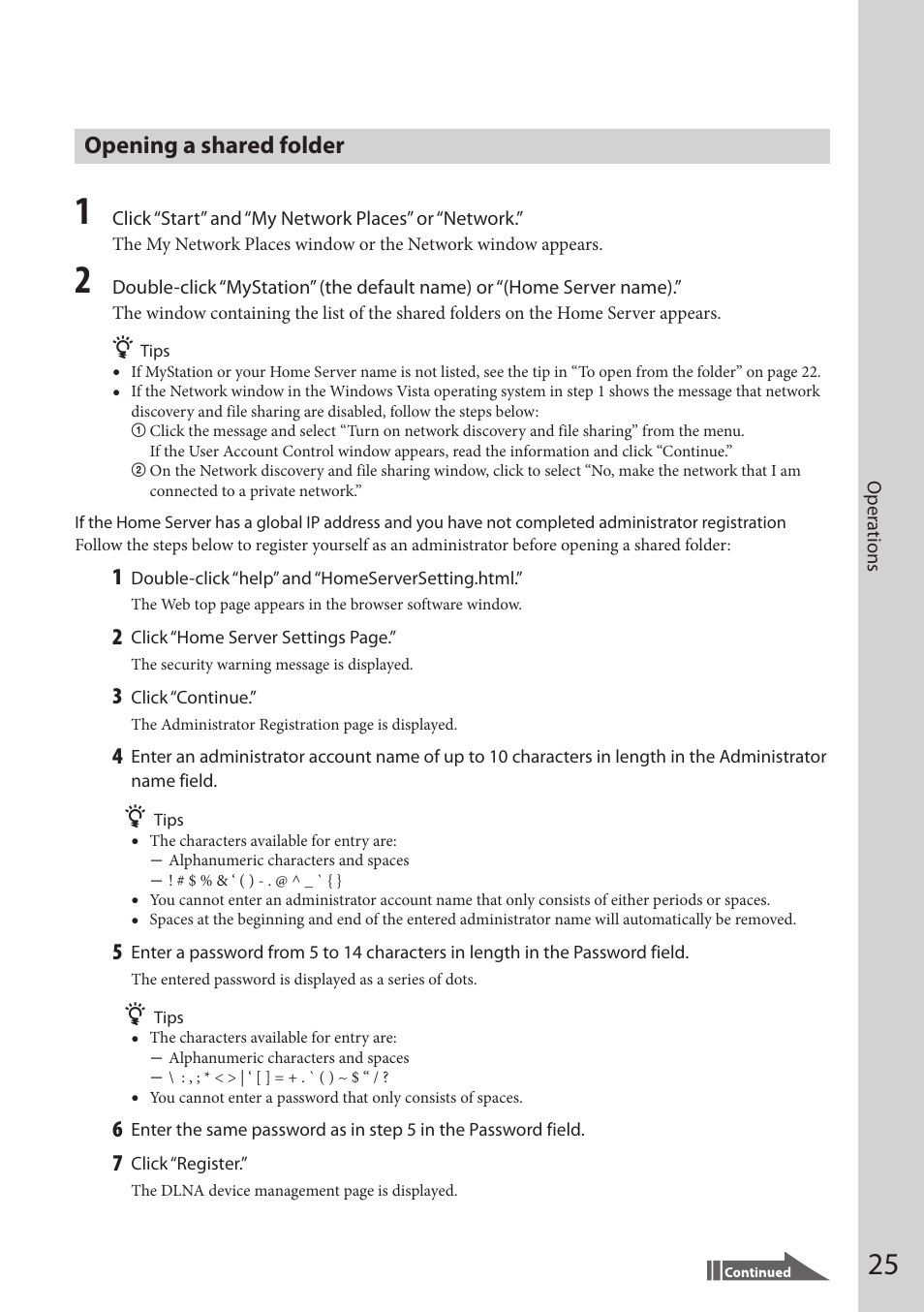 Opening a shared folder | Sony VGF-HS1 User Manual | Page 25 / 104