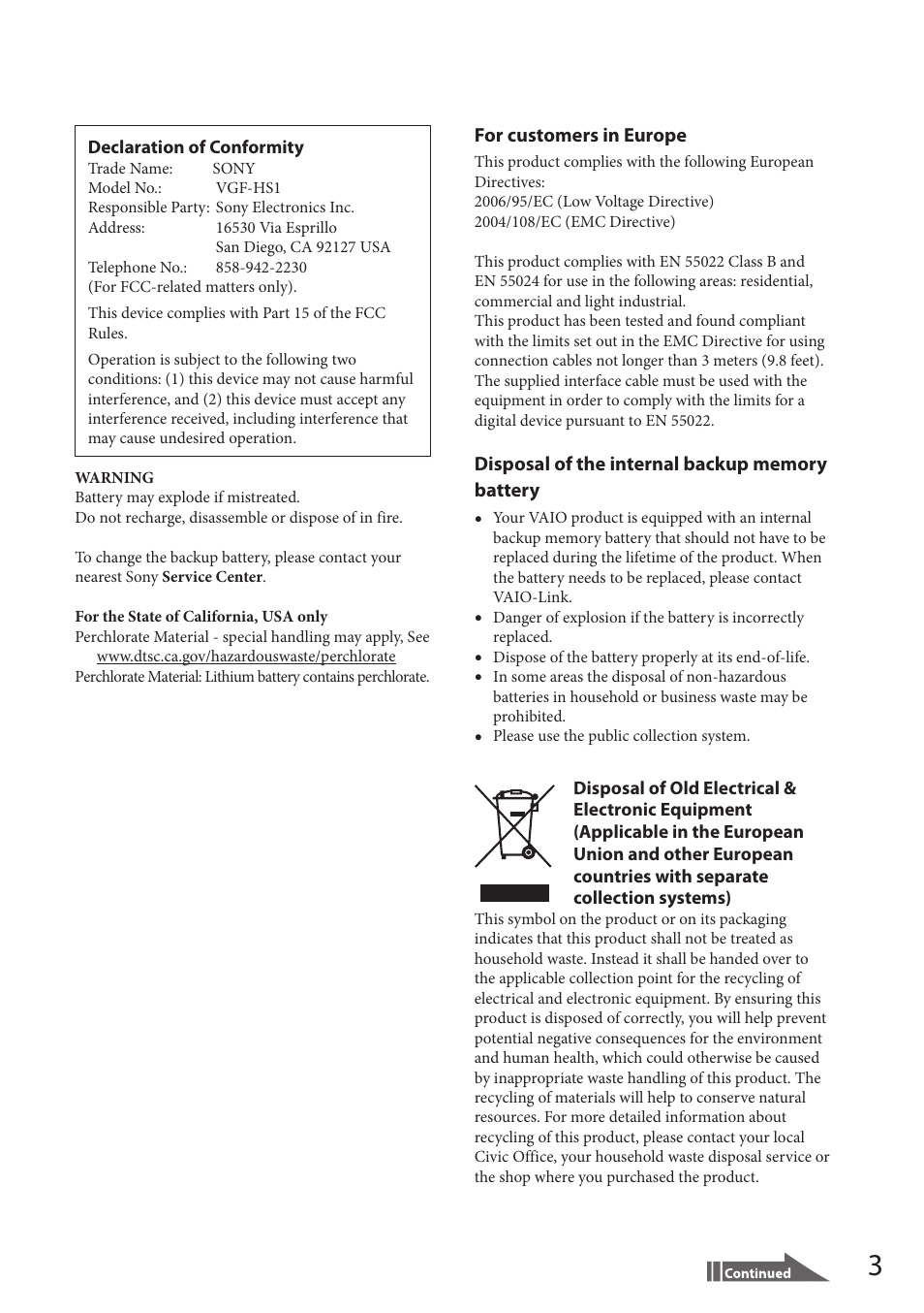 Sony VGF-HS1 User Manual | Page 3 / 104