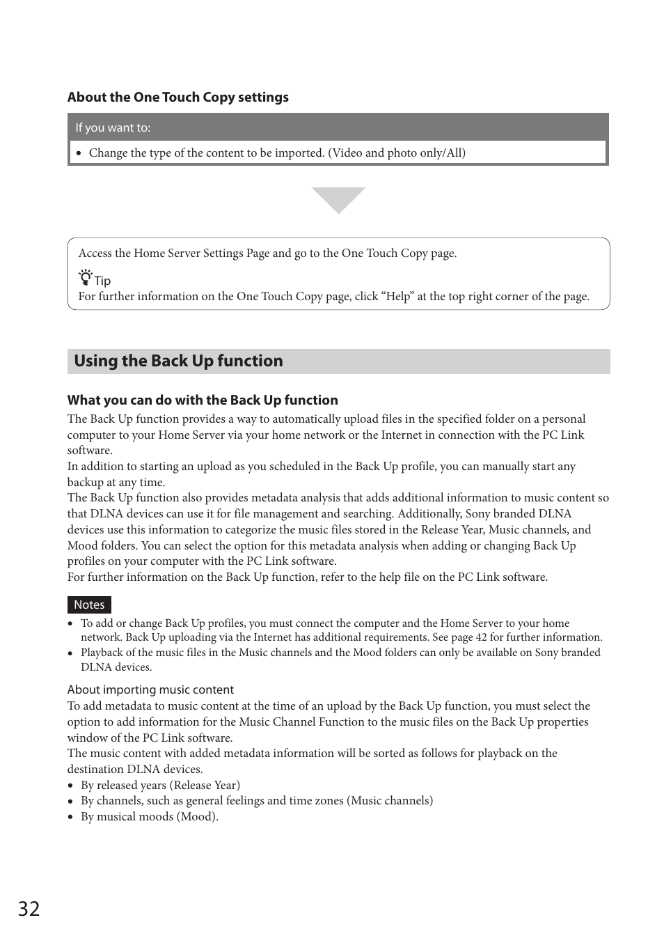 Using the back up function | Sony VGF-HS1 User Manual | Page 32 / 104