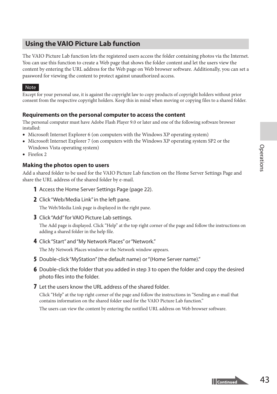 Using the vaio picture lab function | Sony VGF-HS1 User Manual | Page 43 / 104