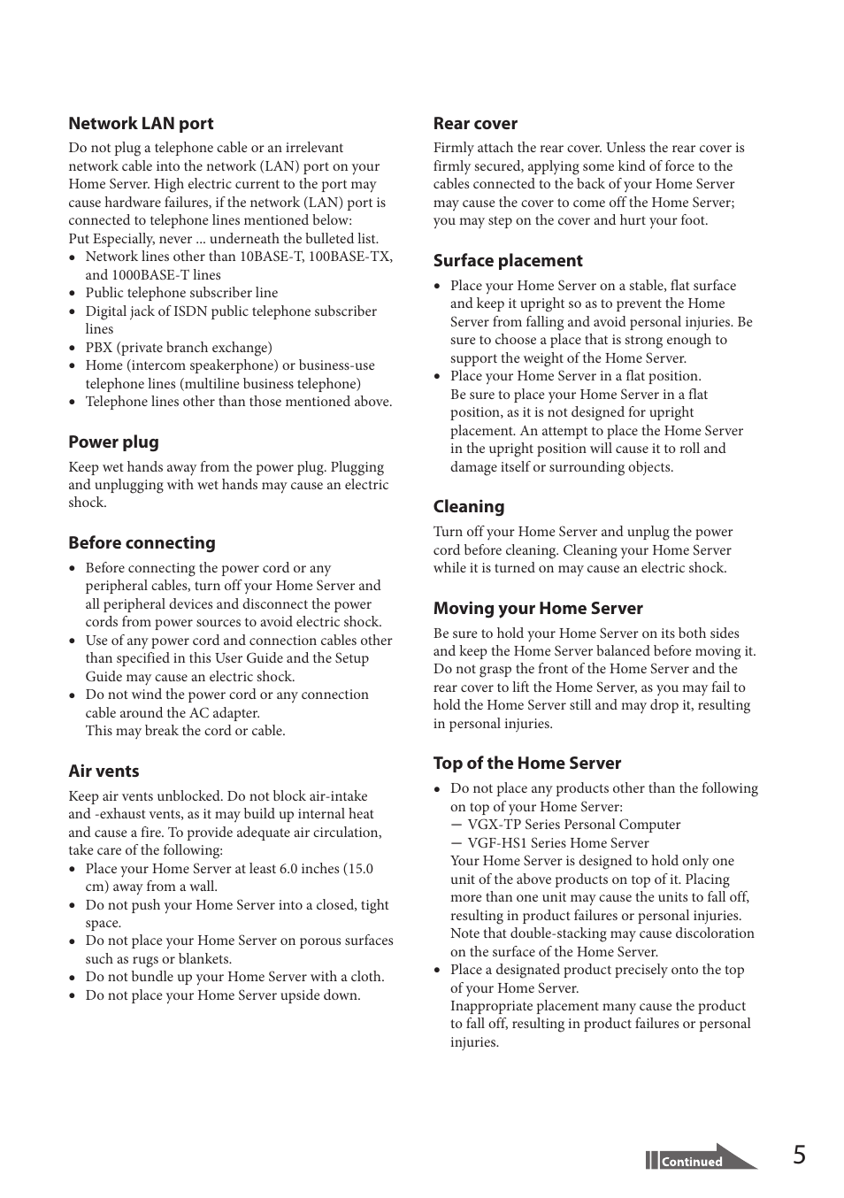 Sony VGF-HS1 User Manual | Page 5 / 104