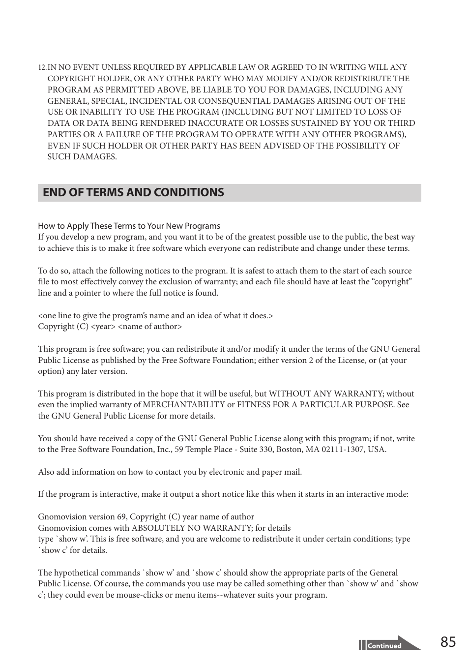 End of terms and conditions | Sony VGF-HS1 User Manual | Page 85 / 104