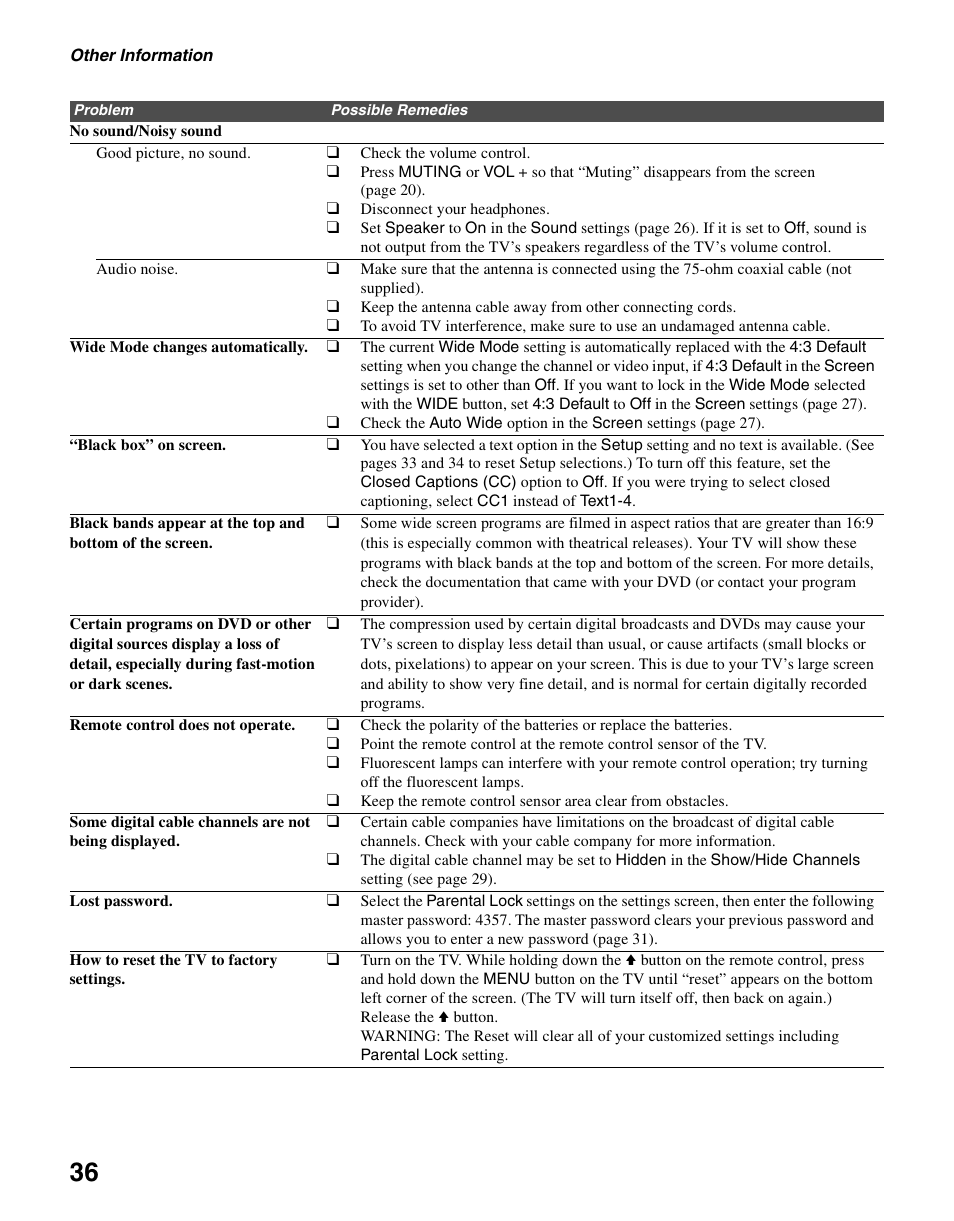 Sony KDL-19M4000 User Manual | Page 36 / 44