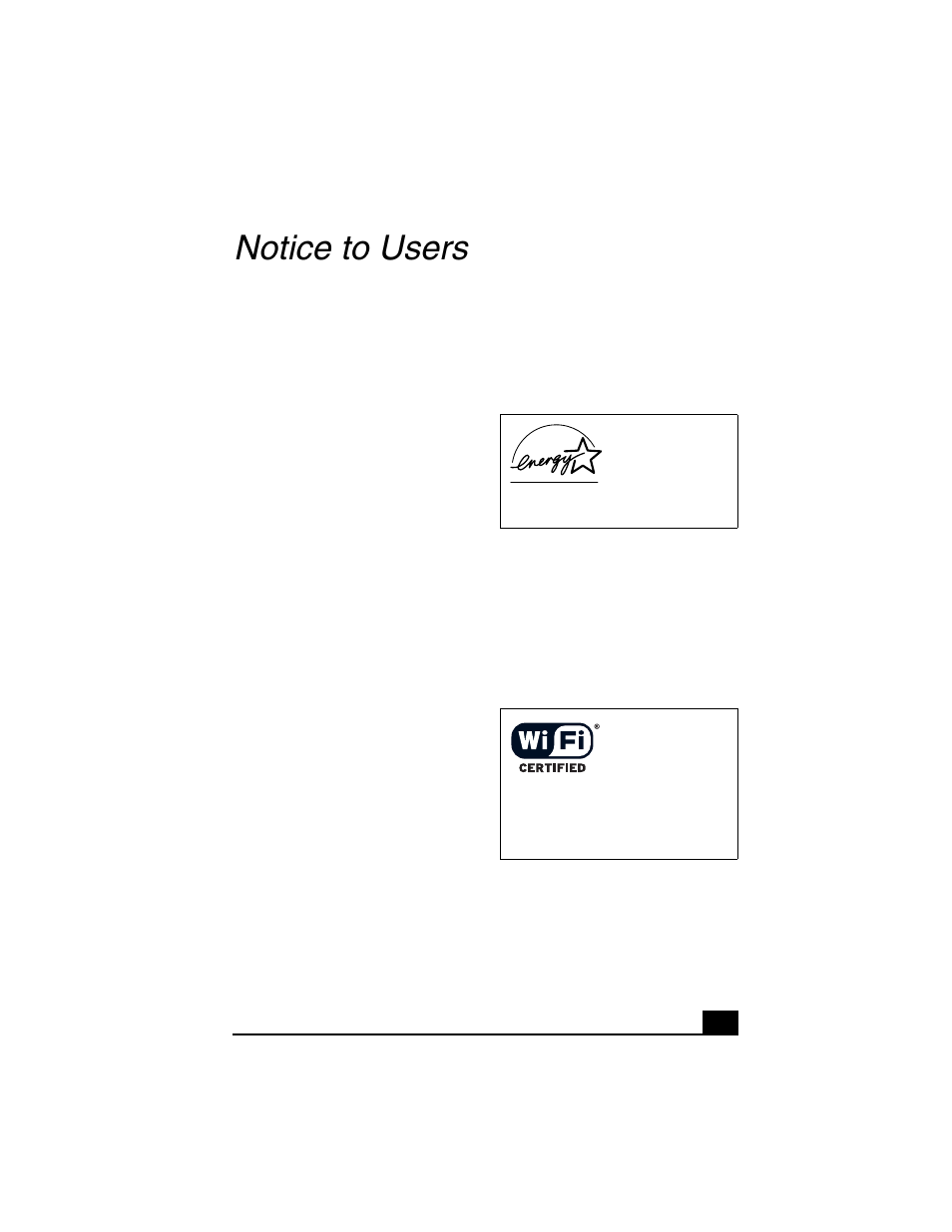 Notice to users | Sony VGN-A140P User Manual | Page 5 / 48