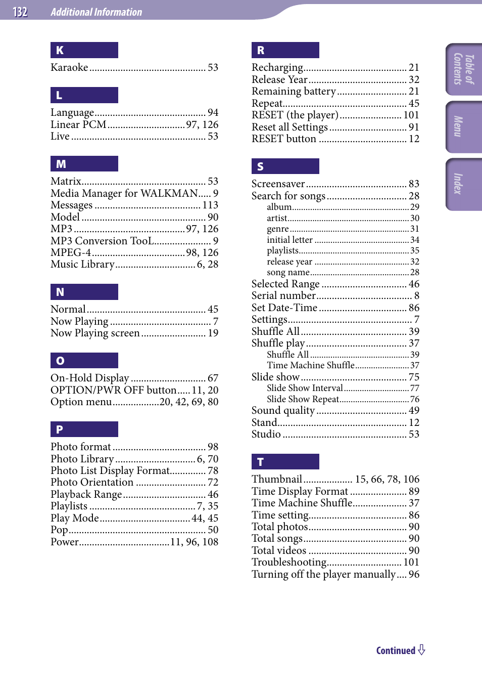 Sony NWZ-A728PNK User Manual | Page 132 / 133