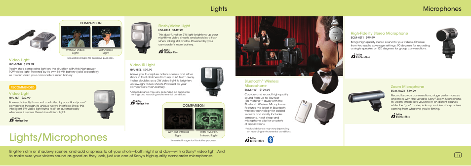 Lights/microphones, Microphones lights | Sony HDR-SR11 User Manual | Page 6 / 9