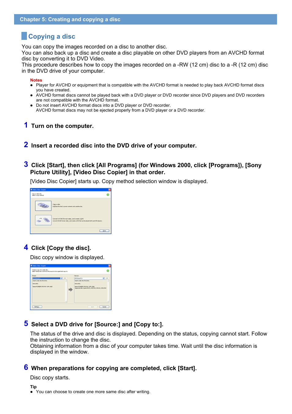 Copying a disc | Sony HDR-SR1 User Manual | Page 37 / 51