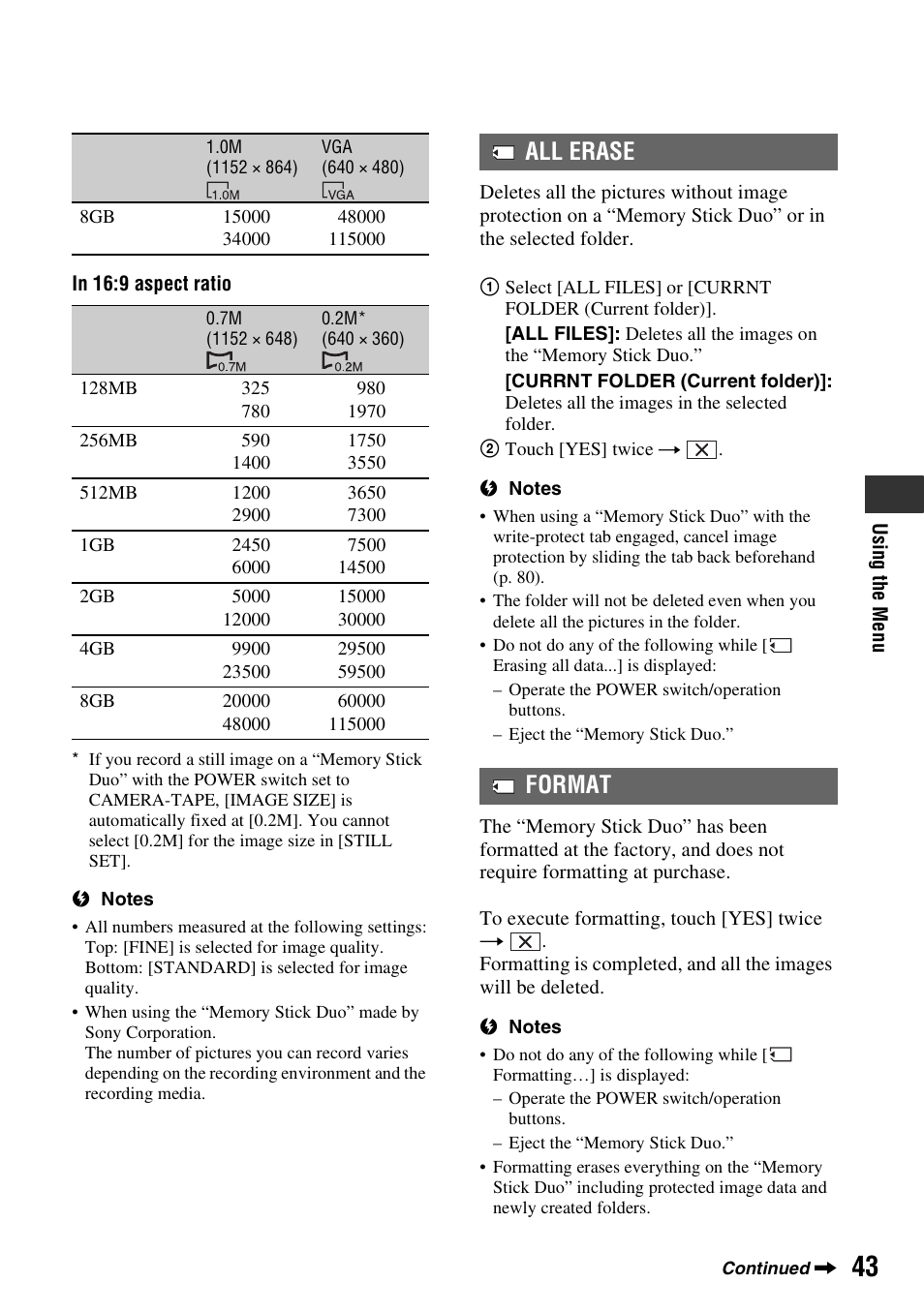 All erase format | Sony DCR-HC62 User Manual | Page 43 / 116