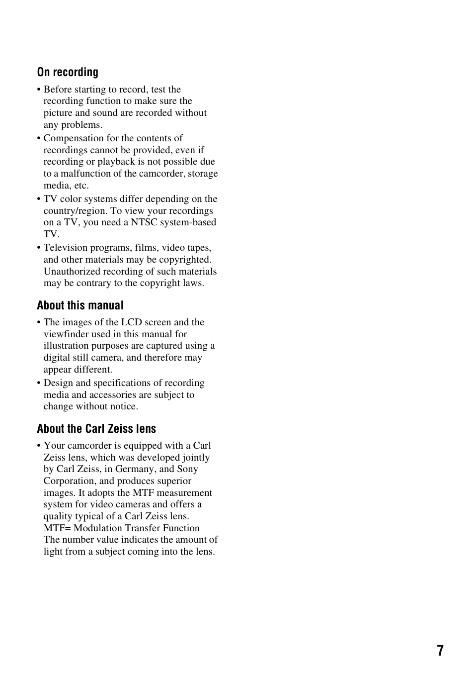 Sony DCR-HC62 User Manual | Page 7 / 116