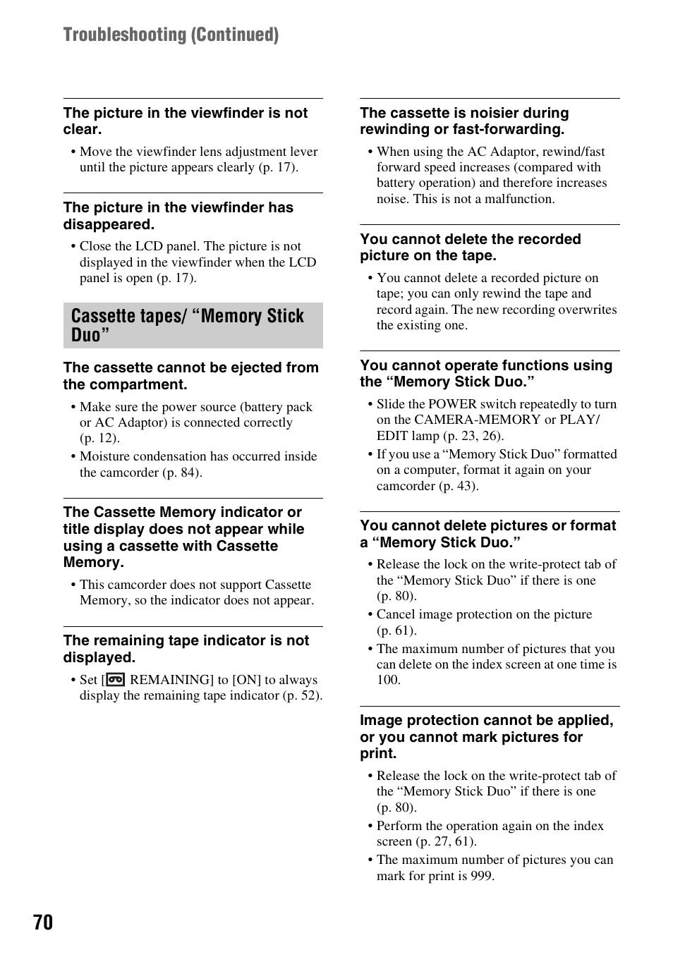 Sony DCR-HC62 User Manual | Page 70 / 116