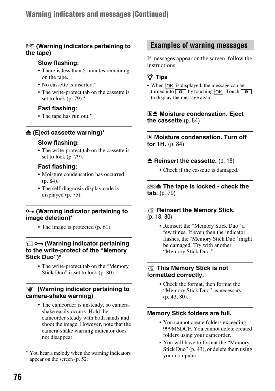 P. 76 | Sony DCR-HC62 User Manual | Page 76 / 116