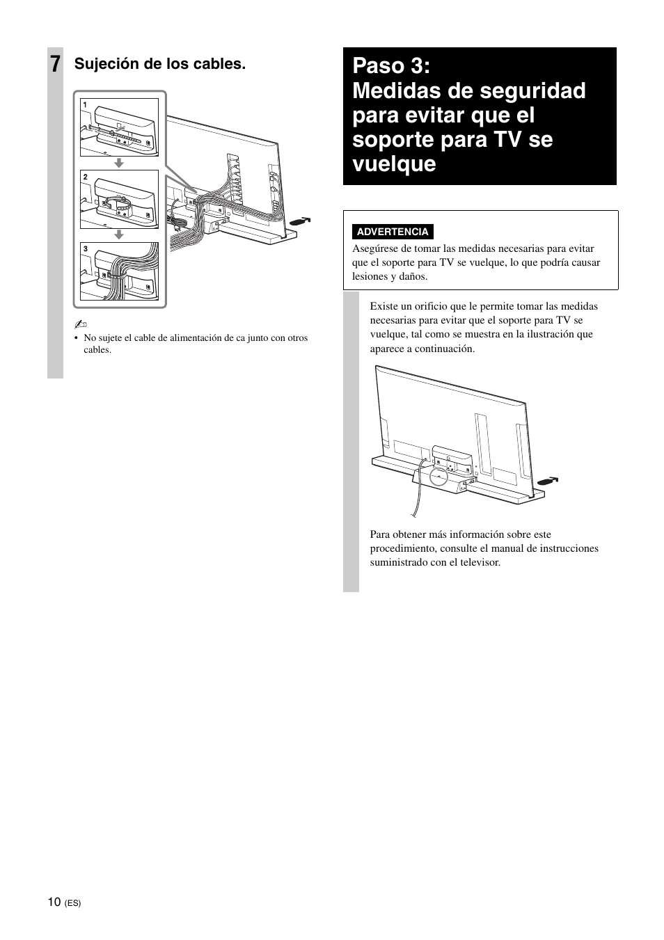 Sujeción de los cables | Sony SU-B550S User Manual | Page 34 / 51